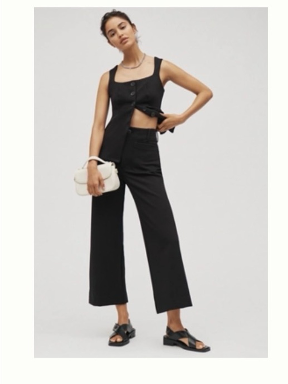 Maeve Colette Black Wide Leg Cropped